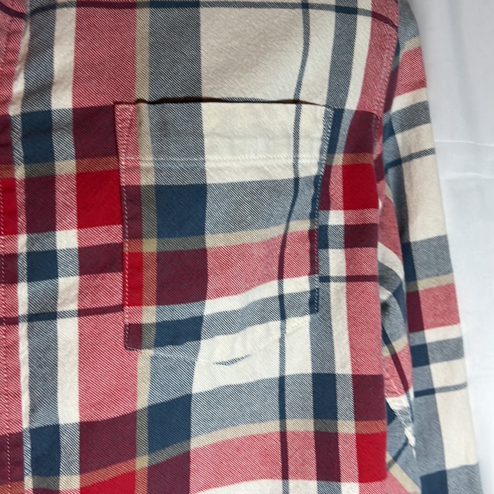 Red white and blue mens plaid long sleeve shirt Med - Picture 2 of 4